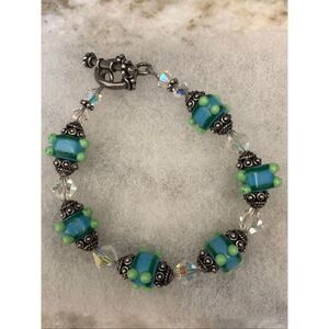 Vintage Blue Green Italy Beads Bracelet #summer #handmade #Italy
